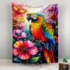 Colorful Parrot and Flowers Watercolor Art Patterned tapestry for bedroom and living room home decor