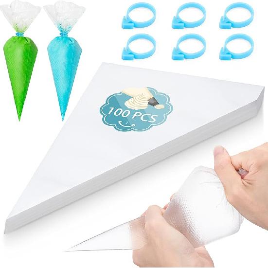 100pcs Thick Disposable Icing Piping Bags, Professional Pastry Bags 12inch, Heavy Duty Anti Burst Cake Tipless Piping Bags for Chocolate Royal