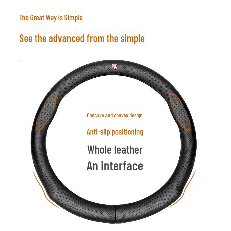 Genuine Leather Steering Wheel Cover for Roewe RX5, RX3, RX8, I5, I6, 350, 550, 360, E5, E6 - Sport Edition