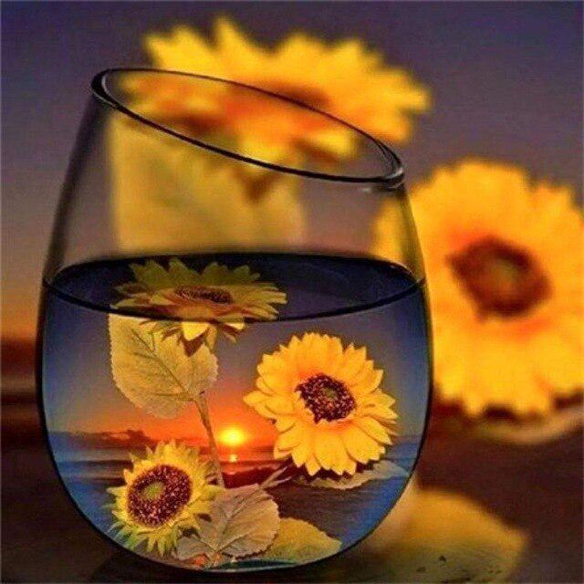 Cup DIY 5D Diamond Painting Full Round Drill Mosaic Sunset Seaside Diamond Embroidery Handmade Kit Holiday Gift Home Decoration