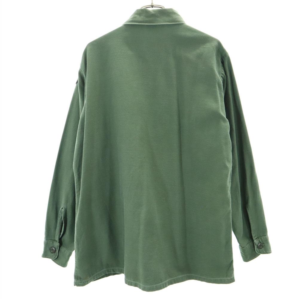 US ARMY 70s Cotton Satin BDU Vintage DSA Long Sleeve Military Shirt Men's Used