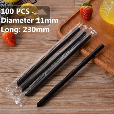 100pc/lot 1.2 cm big Disposable bubble tea straw milk tea milk juice plastic transparent 19/23cm Tea Fruit Drink Straws