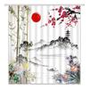 Landscape Shower Curtain Spring Season Pink Flower and Pavilion Scenery on Lake Chinese Style Bathroom Decor Hanging Curtain with Hooks