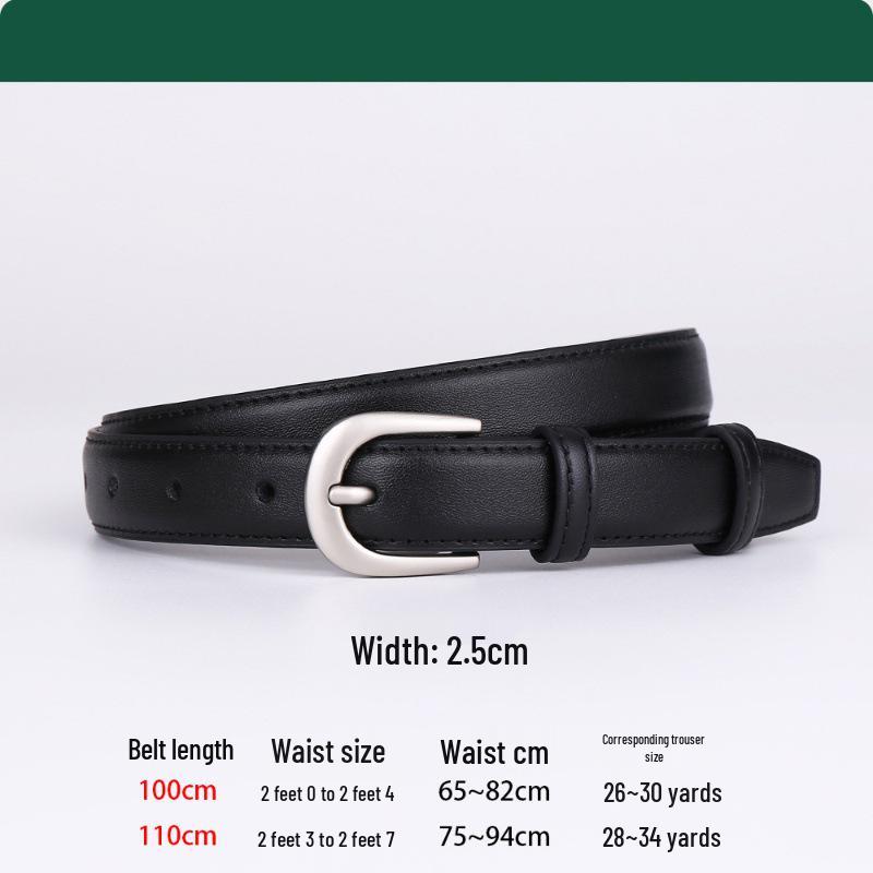 2024 Women's High-End Cowhide Pin Buckle Belt for Business and Formal Wear