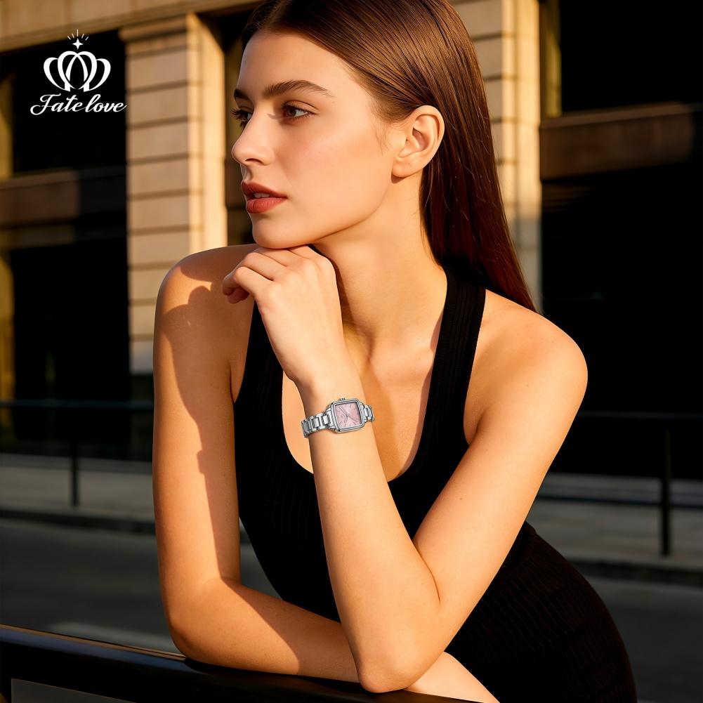 Fatelove 925 Luxury Quartz Watch for Women Stainless Steel Waterproof Fashion Elegant Ladies Wristwatches