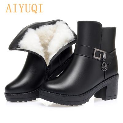 Stivali invernali da donna con plateau in lana naturale con tacco alto da donna stivaletti con tacco spesso caldi stivaletti da donna