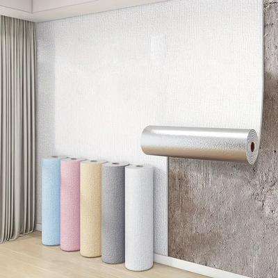 3D Wall Sticker Linen Texture Thicken Self-Adhesive Waterproof Wallpaper For Bedroom Bathroom Wall Home Decor ,Anti-collision