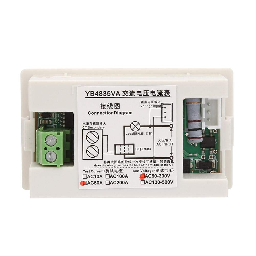 Walfront LED Dual Panel with Digital Sine Wave Tester and Mutual Inductor Volt-Ampere Meter, 60-300V AC, Voltmeter/Ammeter, Display,