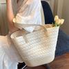 2025 woven straw bag summer new commuter large capacity striped shoulder fashion beach bag women