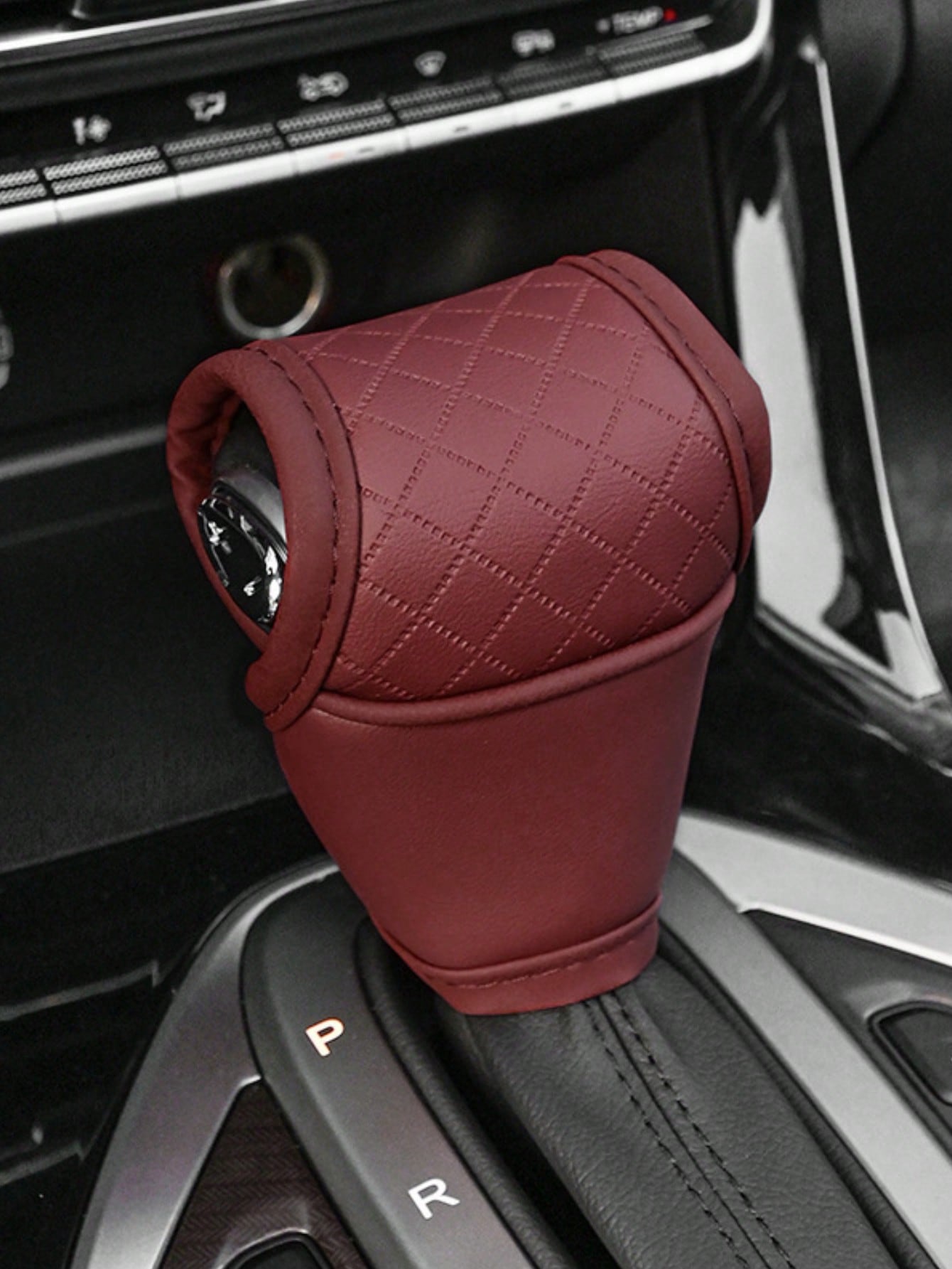 

1PC Universal Car Shifter Cover - Premium Leather Gear Shift Cover Breathable Fabric Non-Slip Dust-Proof Car Interior Upgrade вино красного