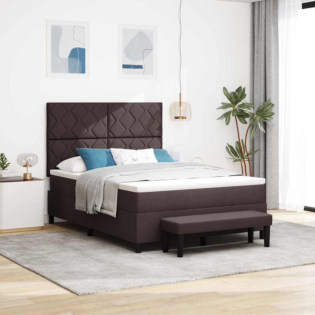 Boxspring Bed with Headboard Dark Brown 160 x 200 cm Fabric