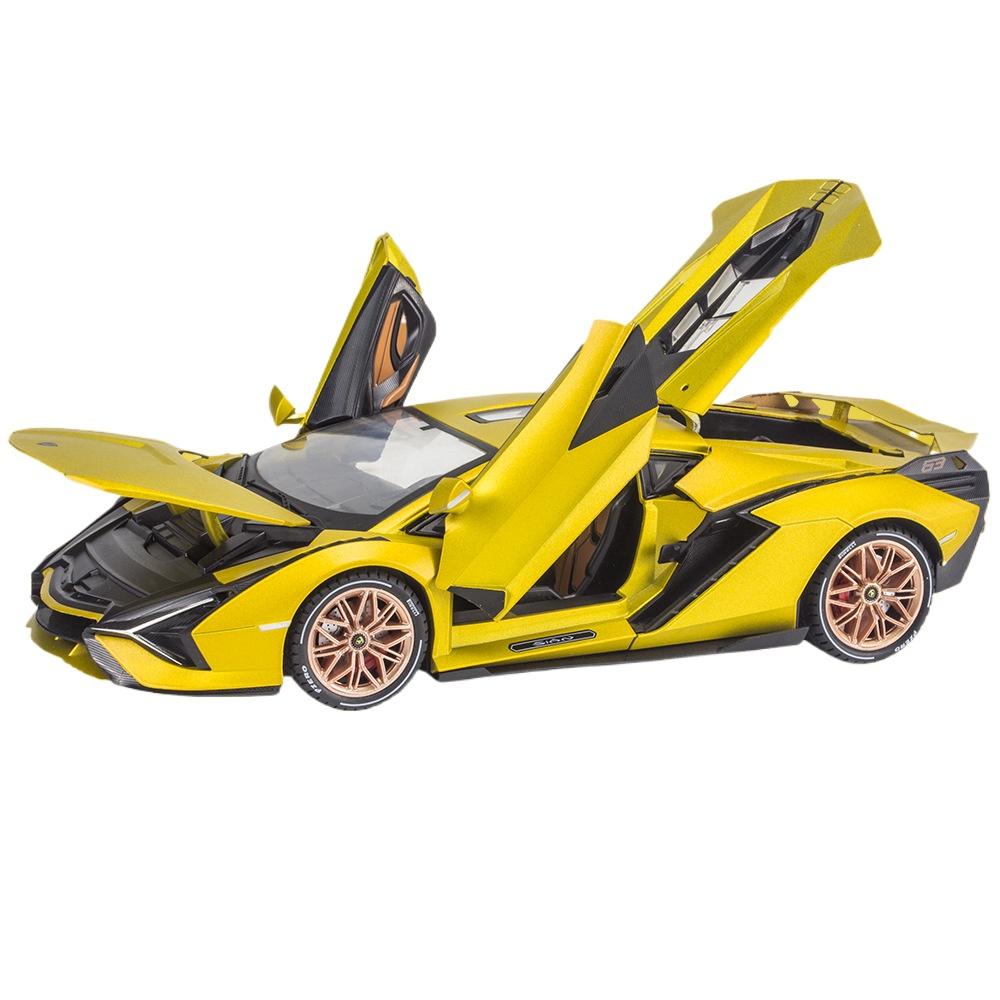 

Масштаб 1/18 Lamborghini SIAN FPK63 Supercar Модель автомобиля Литой сплав Игрушки для мальчиков Машины Литые игрушки Коллекционные детские машины золотой