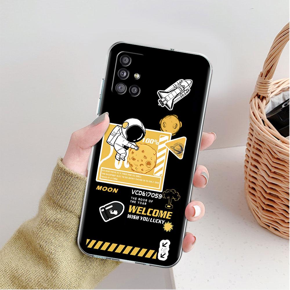 Luxury Astronaut Clear Case For Samsung Galaxy A52 A12 A51 A32 A21s A71 A32 A22 50 A70 A31 A72 5G Phone Cover