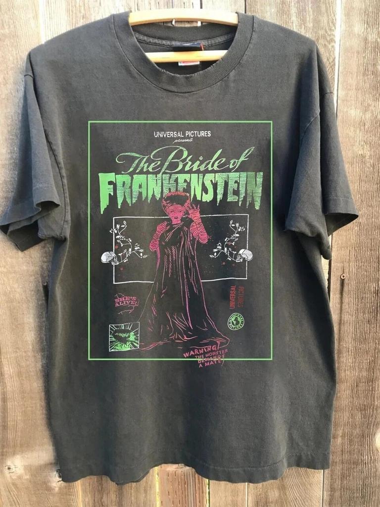 Die Braut von Frankenstein Basic Anthrazit Baumwolle T-Shirt Unisex Herren Damen