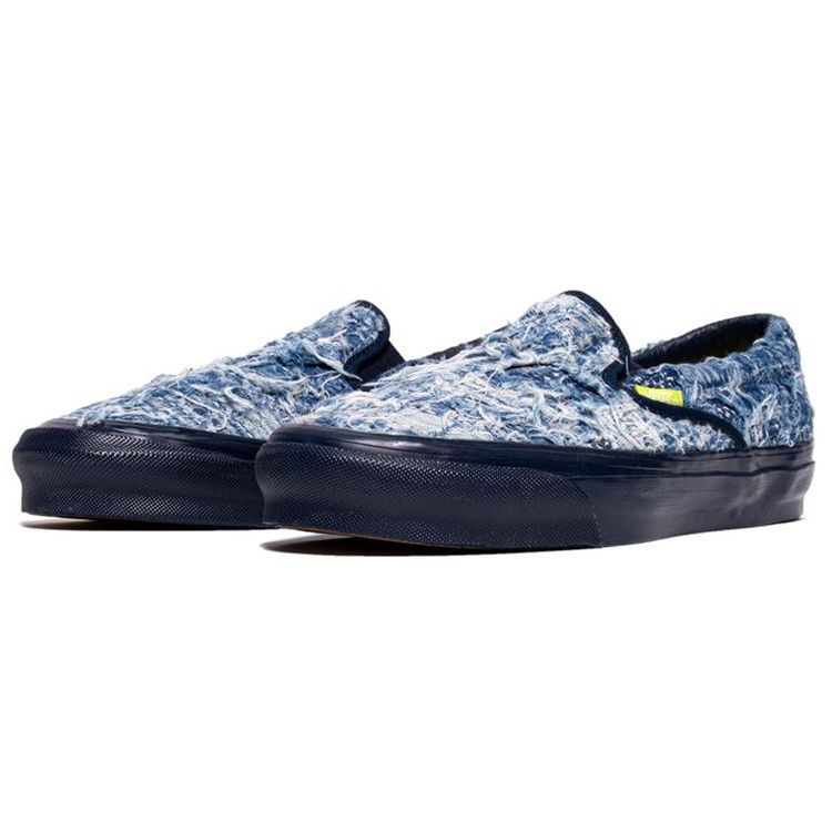 FDMTL x Vans OG Classic Slip-On LX Distressed Indigo Unisex Sneakers Blue VN0A45JK5WP