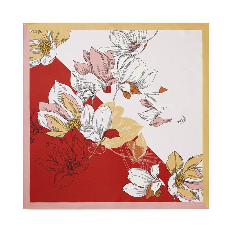 Wanshili 100% Mulberry Silk Square Scarf - Magnolia Ode 75cm