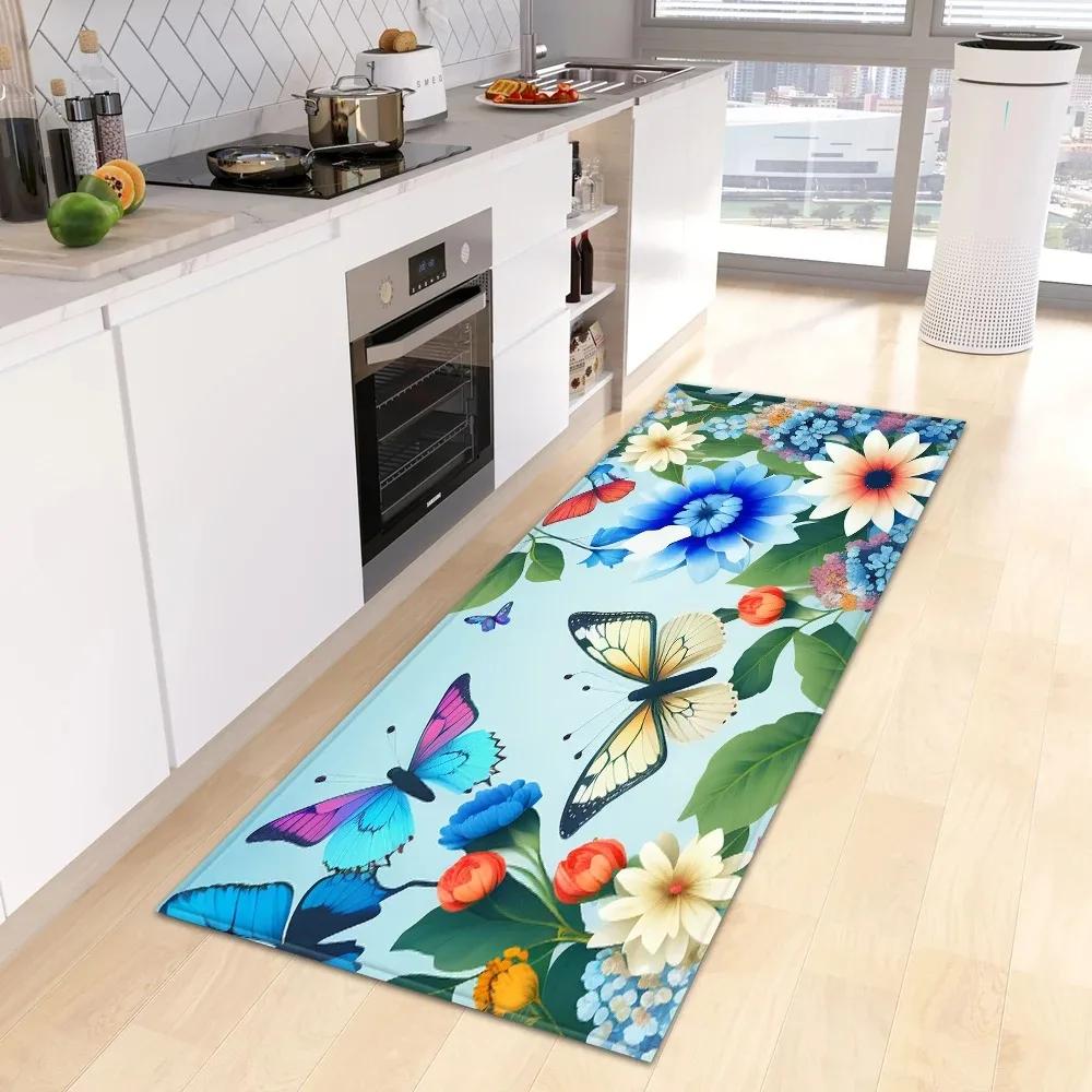 Schöne Blume Retro Muster Haus Küche Bodenmatte Tür Vorne Dekoration Bodenmatte