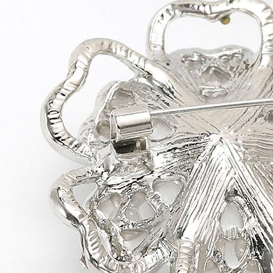 Lot De 6 Broches Camélia Pour Femme - Strass Et Perles Sur Alliage - Accessoire Mode Pour Vêtements Et écharpes