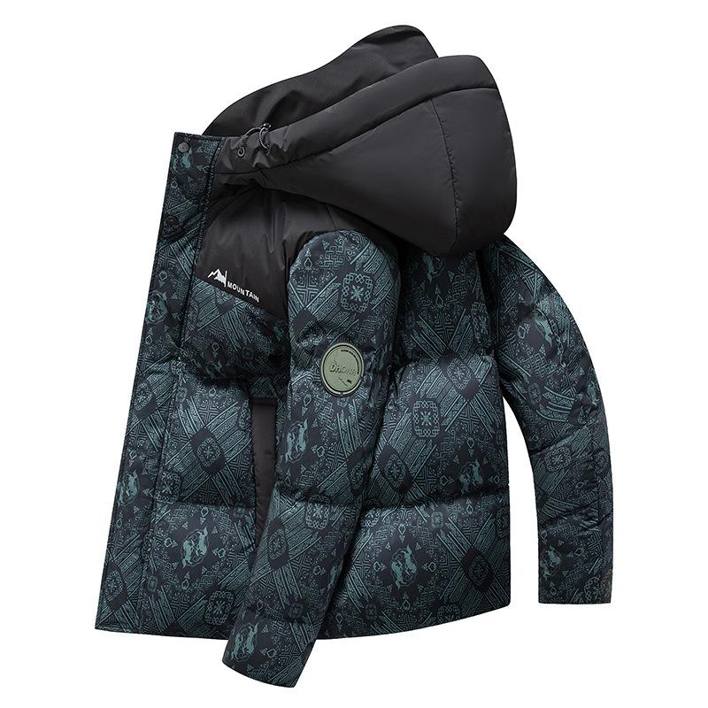 Winter New Style Chinese Style Thickened Short Hooded Down Jacket 90 Velvet Men's Casual Trendy Warm Down Jacket