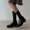 Soft cowhide~ Genuine leather platform women's small thick heel single shoes retro brown small leather shoes