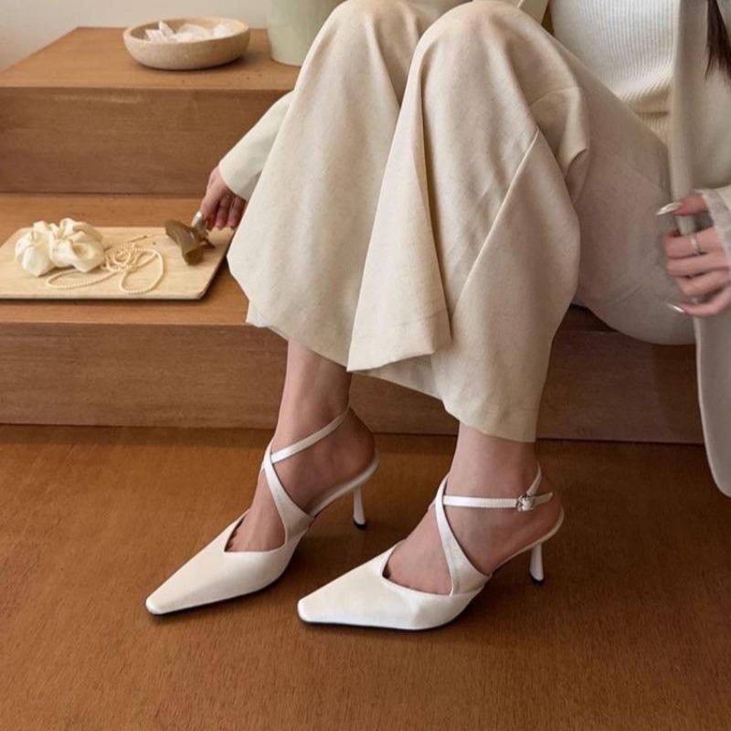 2025 New Brand Women Slipper Fashion Pointed Toe Slip On Ladies Elegant Mules Shoes Thin Low Heel Outdoor Dress Pumps