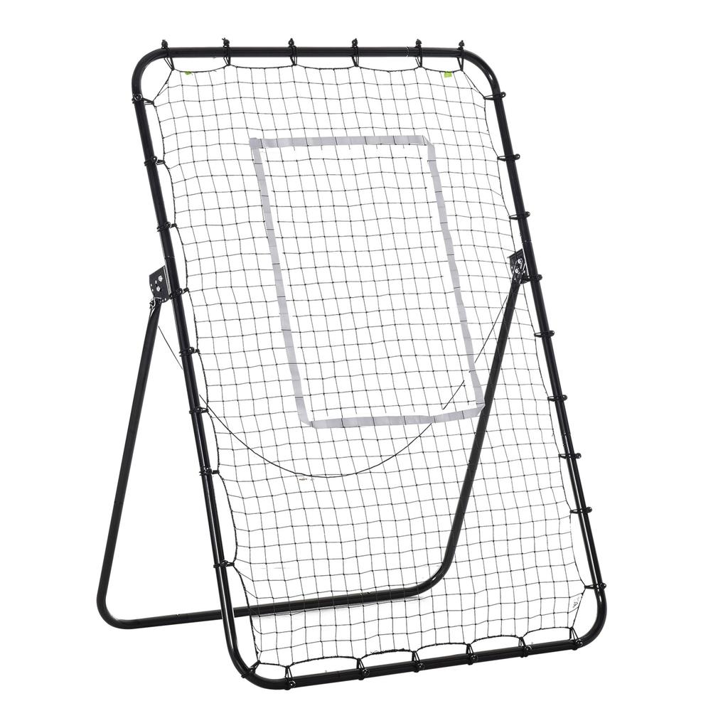 Foldable Football Rebounder Net, with Adjustable Angles - Black