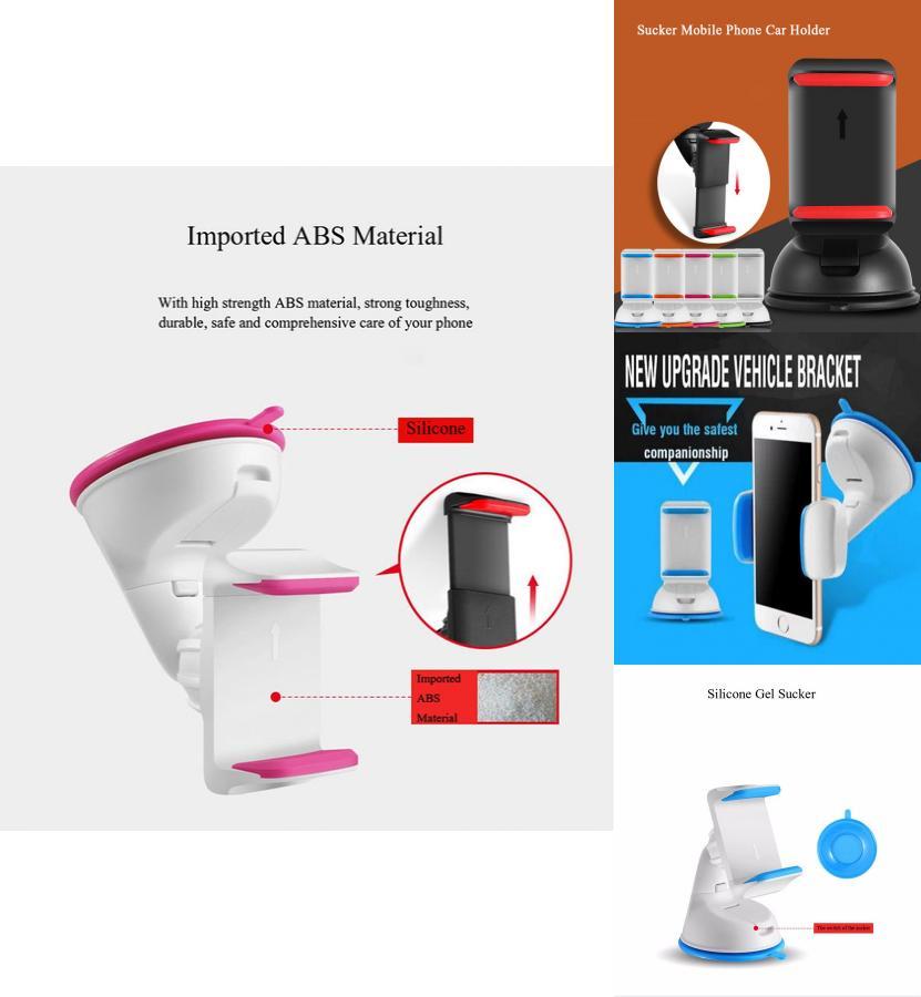 Universal Car Mount Holder With Pu Gel Suction Cup 360 Degree Rotation For Dashboard Use