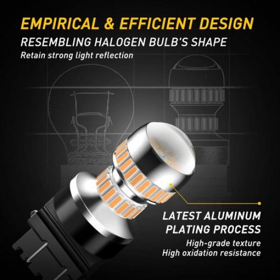 2x 3157 AUXITO LED Kierunkowskaz Przedni Sygnałowy Żarówki CANBUS Bursztynowy Jasny Super HD EV