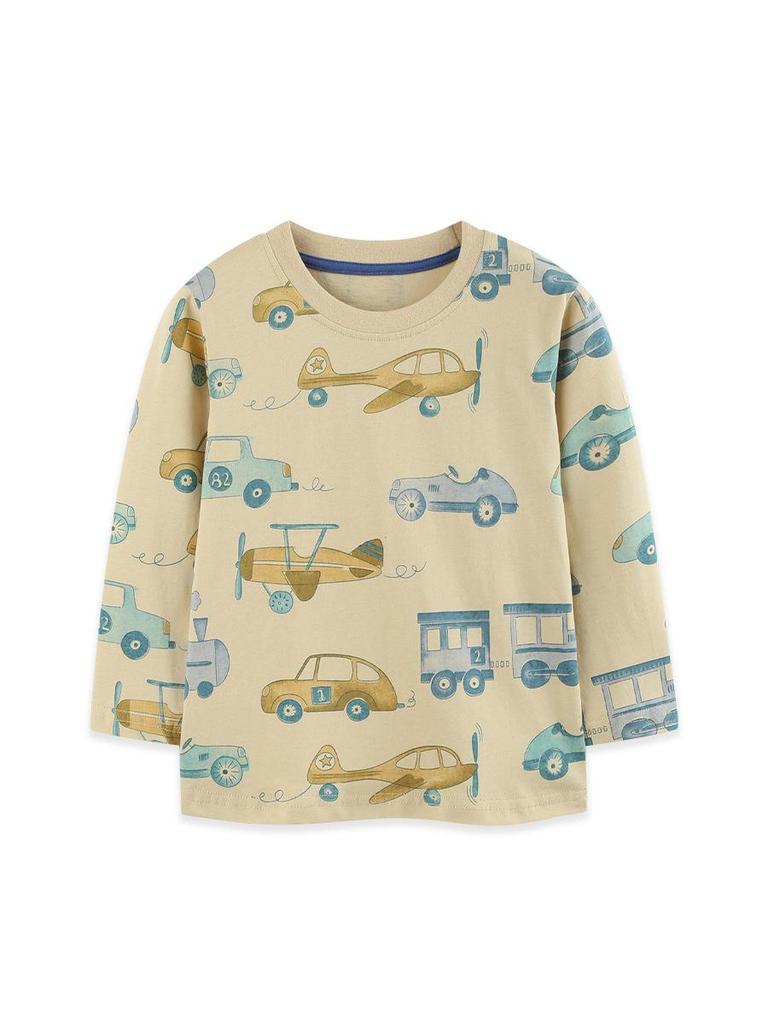 European Kids' Cartoon Print Long Sleeve Cotton T-shirt