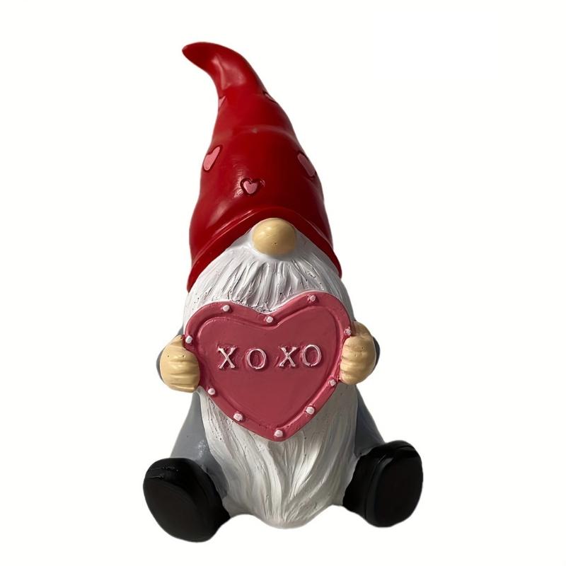 

Valentines Day Holding Heart Gnomes Resins Dolls Handmade Face less Dolls Decorations Hat for Living Room