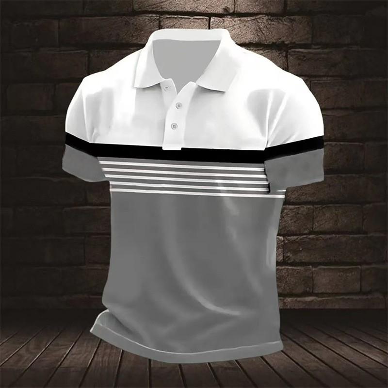 

Весна Осень Мужская Одежда Короткий Рукав Полосатая Футболка Поло Мужская Деловая Повседневная Футболка Поло для Гольфа 4XL серый