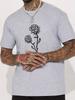 Unisex Summer Cotton Short Sleeve T Shirt Black Line Two Rose Stem Print Crew Neck Minimalist Aesthetic Street Casual Male Tee