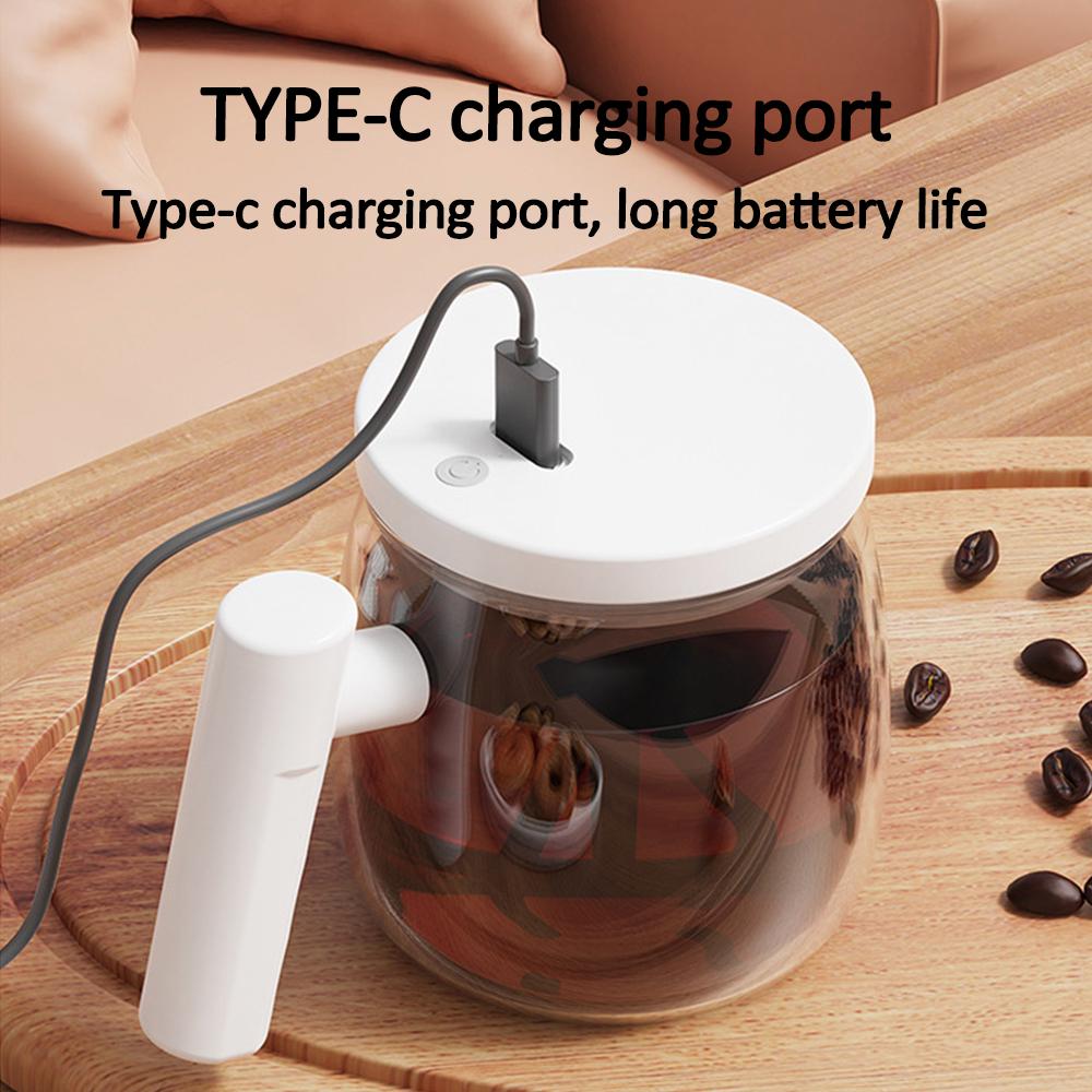 Elektrický skleněný hrnek na kávu 400 ml Samomíchací míchací hrnky na nápoje 7000 ot/min Automatický vysokorychlostní míchací hrnek na kávu, mléko, čaj