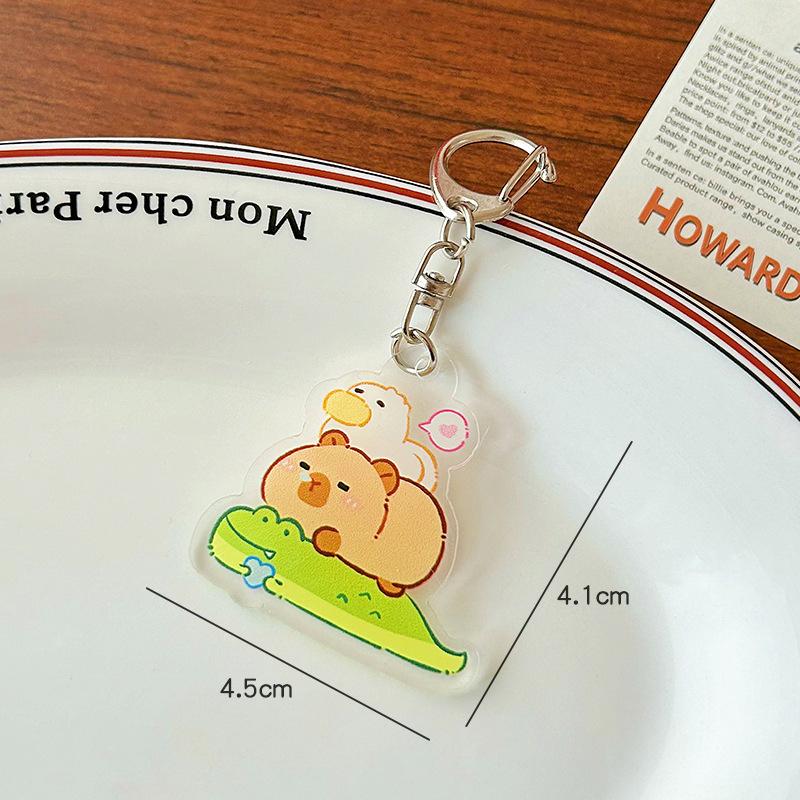Niedliche Cartoon-Acryl-Capybara-Schlüsselanhänger, Geschenke, Spielzeug-Anhänger, Kapibala-Schlüsselanhänger, Schlüssel-Zubehör, lustige Autoschlüssel