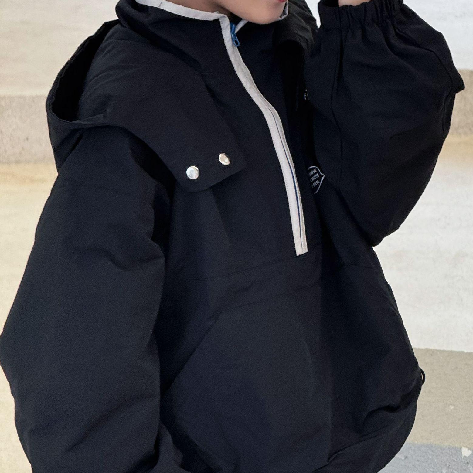 

Children s Korean-Style Loose Pullover Outerwear 100 (Height 95-104cm); Ships in 15 days чорний/синій