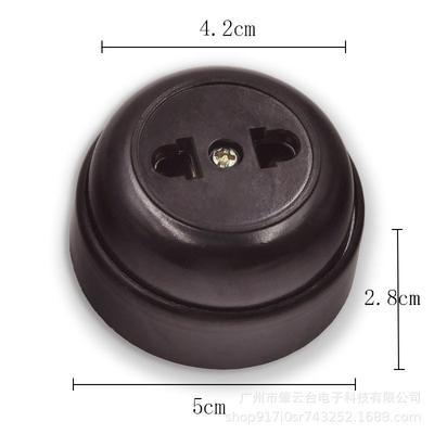 Gniazdo Bakelite Retro Okrągłe gniazdo natynkowe 10a Dwubiegunowe gniazdo podwójnego użytku z dwoma otworami