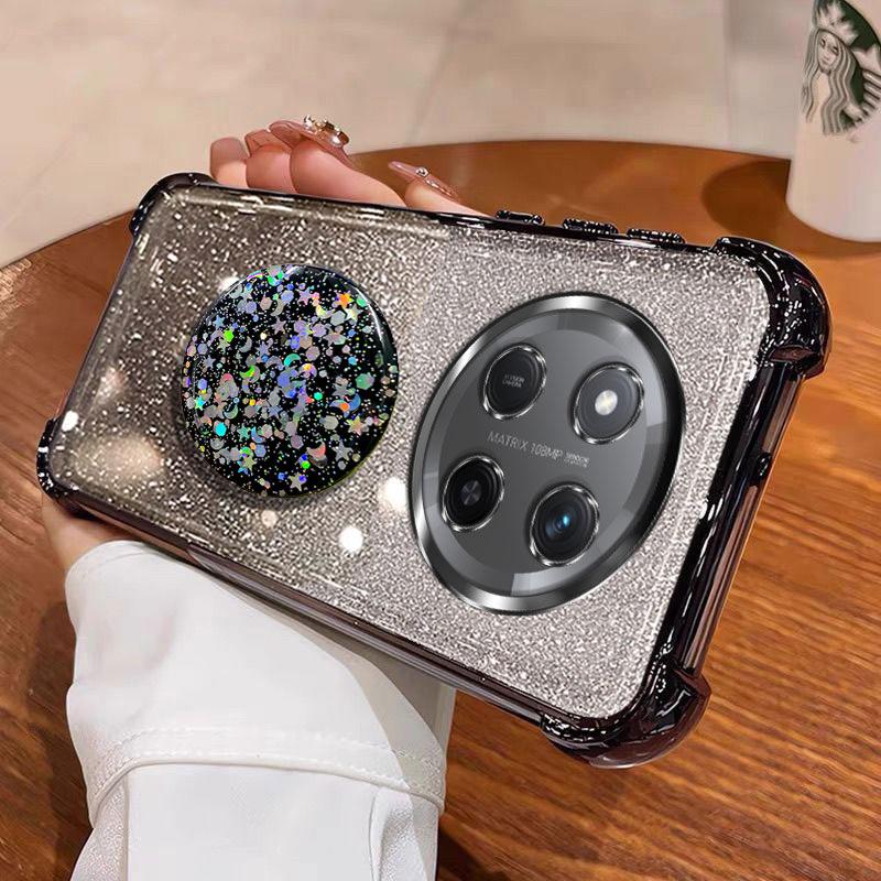 Luxury Shockproof Glitter Holder For Silicone Ring Honorx9c Case For Honor X9C Smart X7C X6A X6B X6C With Holder Stand Cover