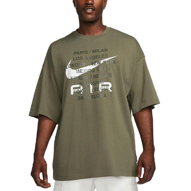 Nike Alphabet Print Crew Neck T-Shirt Men Tops Olive-Green FD1250-222