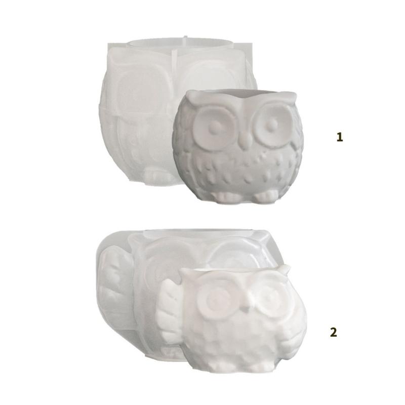 Flexible Silicone Owl Mold For Resin Crafts Candle Holder And Decorative Container Succulent Planter