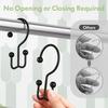 Amazer Black Shower Curtain Hooks, 12PCS Minimalist Simple Double Shower Curtain Rings, Rust-Resistant Metal Shower Hooks Shower Curtain Hangers,