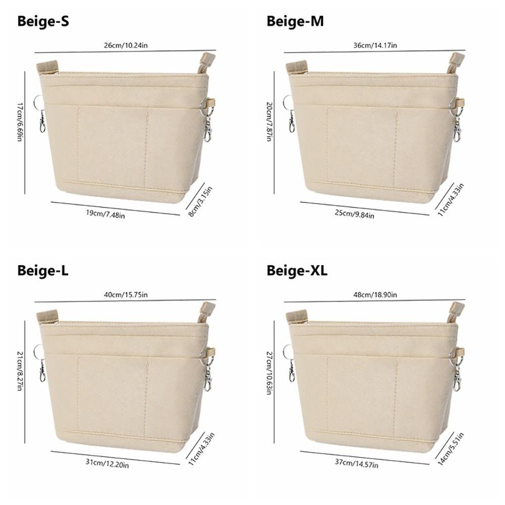 Felt Handbag Insert Liner Bag Multi-Pocket Bag Support Purse Liner Portable Large Capacity Internal Bag Storage Organization
