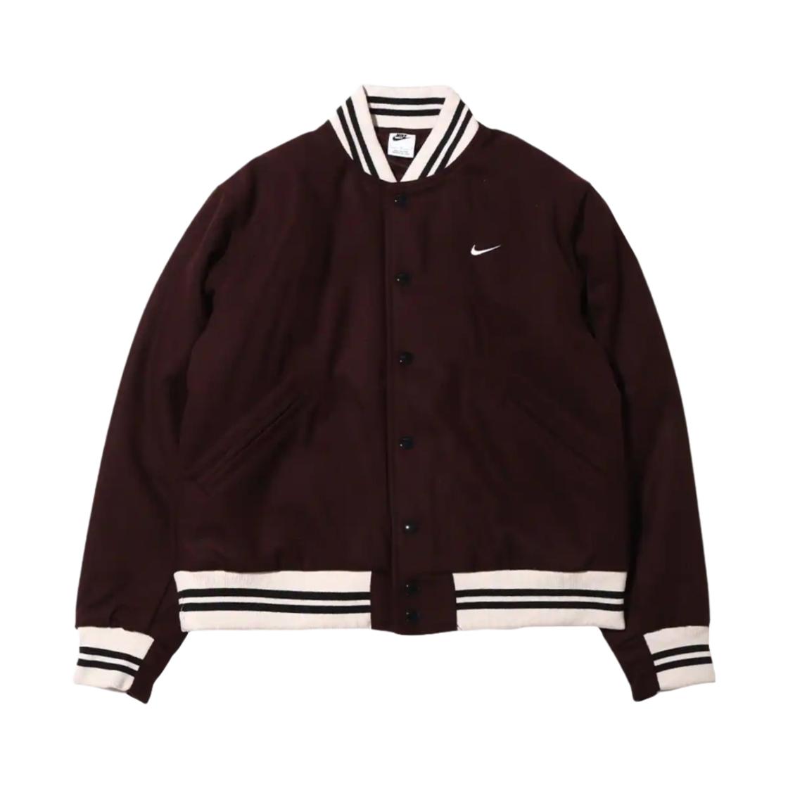 Nike Sportswear Authentics Varsity Jacket (Asia Sizing) Brown Basalt/White Men Streetwear DQ5011-203 XXL