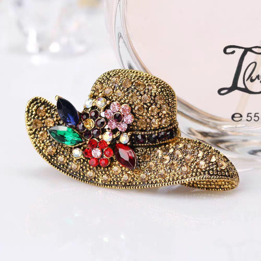 

Retro rhinestone hat brooch versatile luxury high-value pin temperament fashionable with elegant luxury corsage