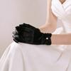 Pearl Decorative White Satin Bridal Gloves Wrist Length Women Silk Gloves  Ladies