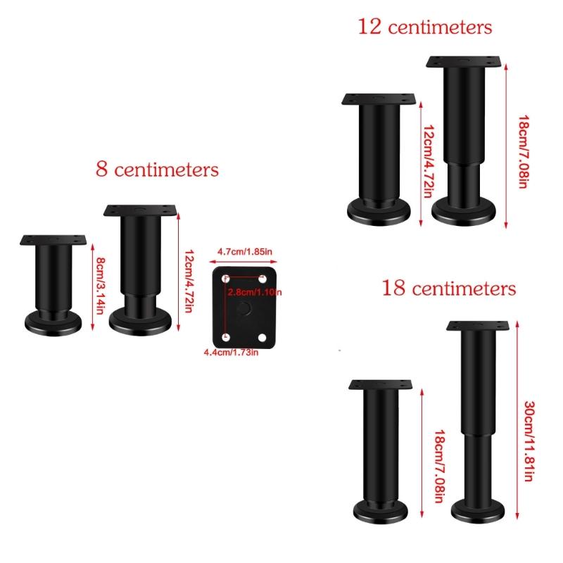 4Pcs Adjustable Height Table Legs Alloy Furniture Support Telescoping Furniture Leg For Bedside Sofa Table Cabinet
