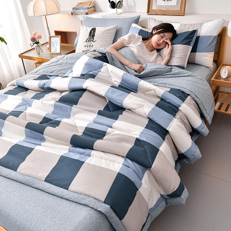 KDJEIKZ Double-sided Simple Summer Quilt Children Adult Microfiber Air Conditioning Quilt Core Picnic Travel Cover Blanket