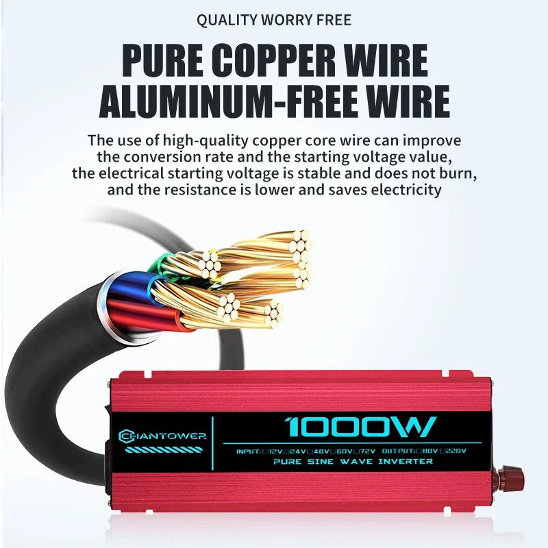 Pure Sine Wave Inverter 12V 220V 1000W 2000W 3000W 4000W 5000W 6000W DC To AC Transformer Power Converter Car Solar Inverter