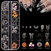 12 Grid Halloween Series Nail Art Jewelry Cartoon Ghost Pumpkin Spider Bat Nail Charms Diy Nail Art Decoration Accessories