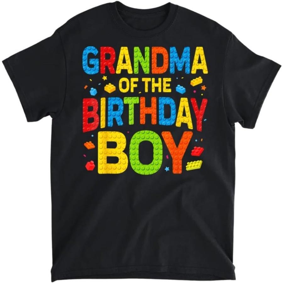 

Bday Party Grandma of The Birthday Boy Shirt Building Block T-Shirt, Tank Top, Long Sleeve, Sweatshirt, Hoodie Men Women Kids Made in Canada Black XXXXXL різнокольоровий