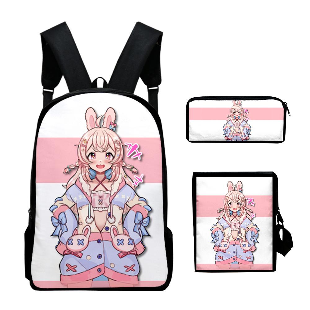 Classic VTuber Pipkin Pippa 3D Print 3pcs/Set pupil School Bags Laptop Daypack Backpack Inclined shoulder bag Pencil Case